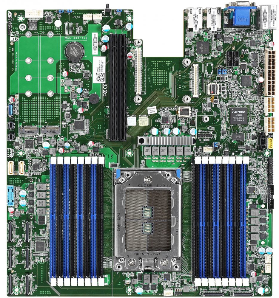    Tyan, EATX, 1  SP3   EPYC 7000 Series, 16  DDR4 DIMM, 2667 ,  Aspeed AST2500,  SATA: 6 / - 16, 2x M.2 NVMe S8026GM2NRE