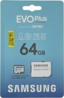 Samsung EVO Plus Memory Card microSDXC 64GB UHS-I U1 Class 10, Adapter, 130 MB/s, 10000 , - 25C to 85C, RTL