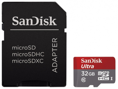 SanDisk Ultra MicroSDHC 32Gb Class10 Ultra (SD Adapter) (SDSQUNB-032G-GN3MA)
