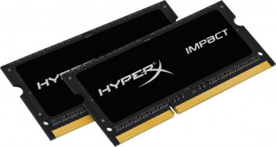     SO-DDR3 16Gb(2x8Gb) PC12800 1600MHz Kingston CL9 HX316LS9IBK2/16 HyperX Impact Black