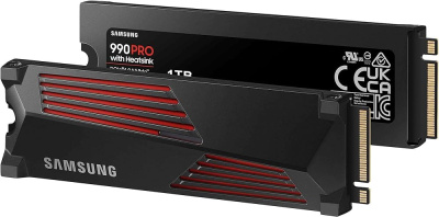 SSD Samsung 1000Gb 990 PRO w/heatsink-2, M.2 PCIe Gen 4.0 x4, NVMe 2.0, V-NAND 3-bit TLC, Retail (MZ-V9P1T0GW)