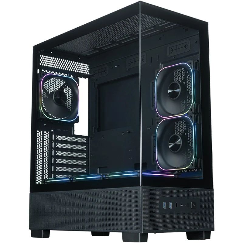 XASTRA Корпус Q500 6ARGB-FG-C10-UC Black ATX/Aquarium/Screewless/ 6x120mm ARGB PWM FG fans/Argb+PWM HUB 10port/ Type-C/ Q500-6FG12A-C10-UC