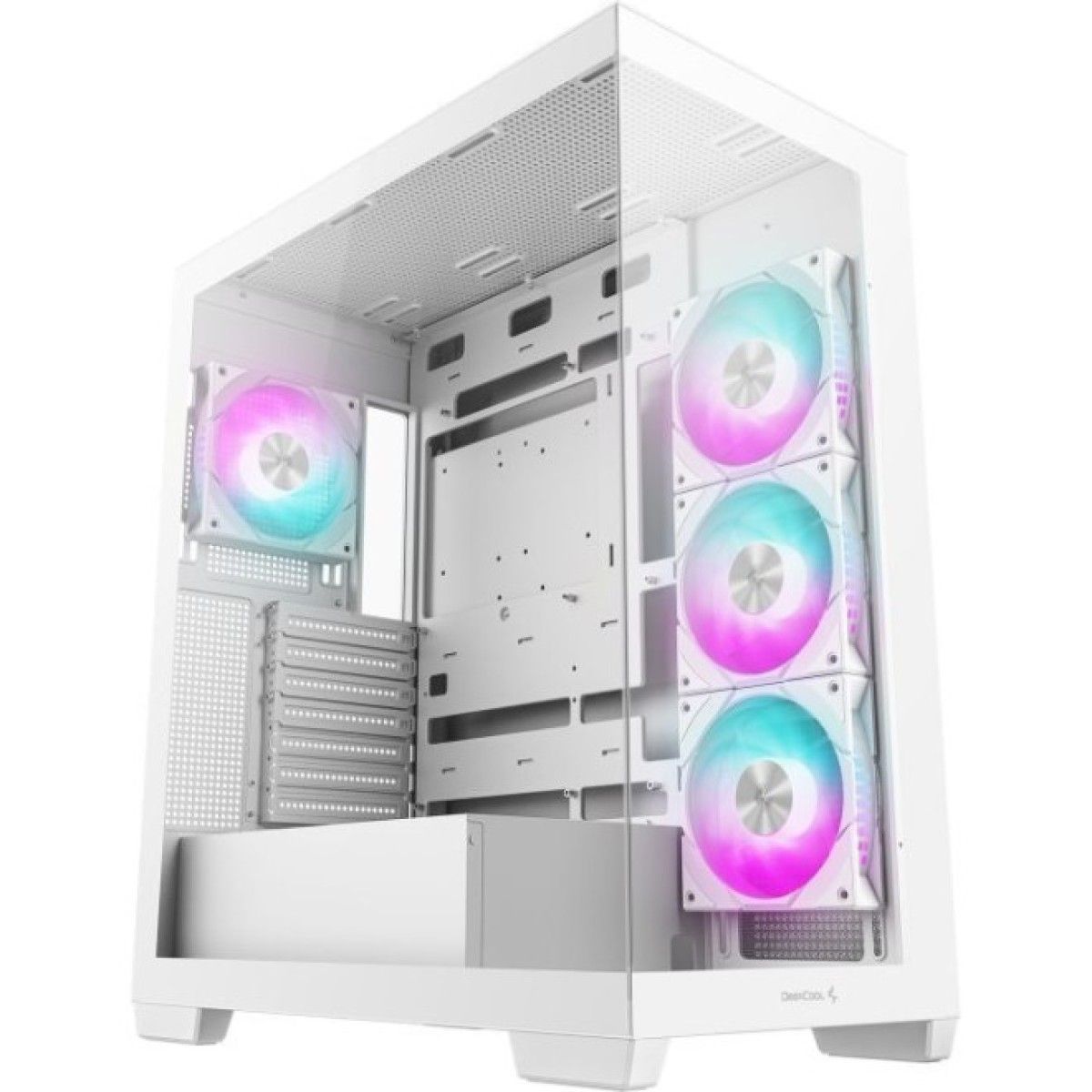 R-CG580-WHADA4-G-2 - Компьютерный корпус, Deepcool, CG580 4F V2 WH R-CG580-WHADA4-G-2, ATX/Micro ATX/Mini-ITX, USB 3.1*1/3.0*2, HD-Audio, 4*120мм ARGB, Высота процессорного кулера до 176мм, Длина VGA до 410мм (до 262 мм с радиатором), 2*3.5"/2*2.5", Сталь 0,6, 437х235х501мм, Без Б/П, Белый