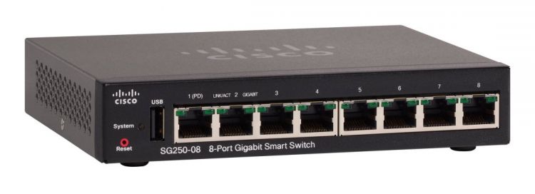  Cisco SB SG250-08 8-Port Gigabit Smart Switch (SG250-08-K9-EU)