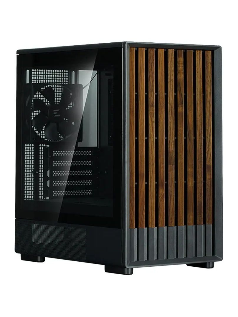 Корпус ZALMAN P10 NAMU, MATX, BLACK, WINDOW, FRONT COVER WALNUT, 2x3.5", 3x2.5", 1xUSB TYPE-C, 1xUSB3.0, FRONT 2x120mm, REAR 1x120mm ARGB
