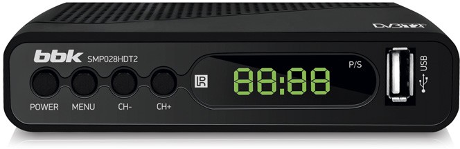 ТВ-тюнер BBK SMP028HDT2 Black DVB-T, DVB-T2, поддержка режима 1080p, воспроизведение файлов, выход HDMI, пульт ДУ