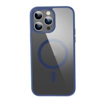Чехол для смартфона Apple iPhone 14Pro MAX "Berlia" Magsafe прозрачный (синий кант)