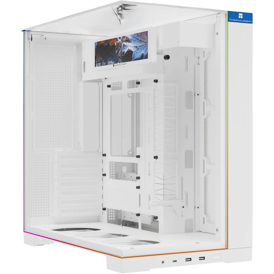 TRA70VW Корпус Thermalright TR-A70 Vision White / TG / ARGB Strip / 9.16'' LCD screen / USB TYPE-C / W/O fans  /  ATX