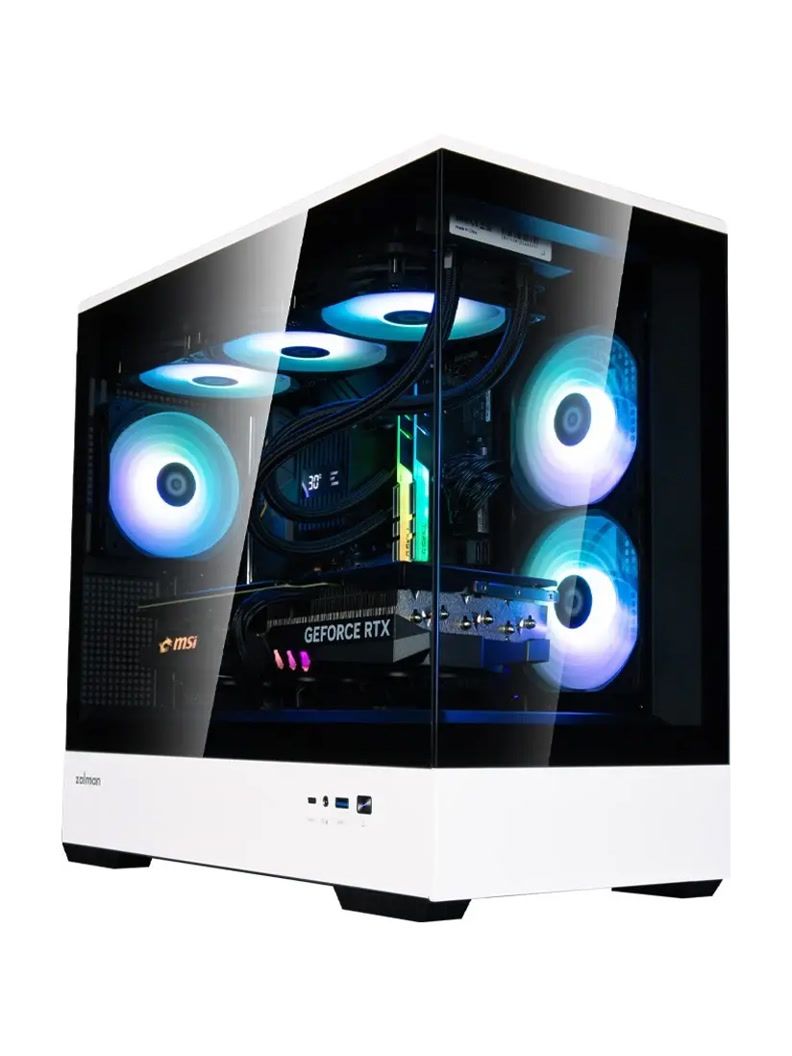 Корпус ZALMAN P30 BW, MATX, BLACK/WHITE, WINDOW, 2x3.5", 3x2.5", 1xUSB TYPE-C, 1xUSB3.0, SIDE 2x120mm ARGB, REAR 1x120mm ARGB