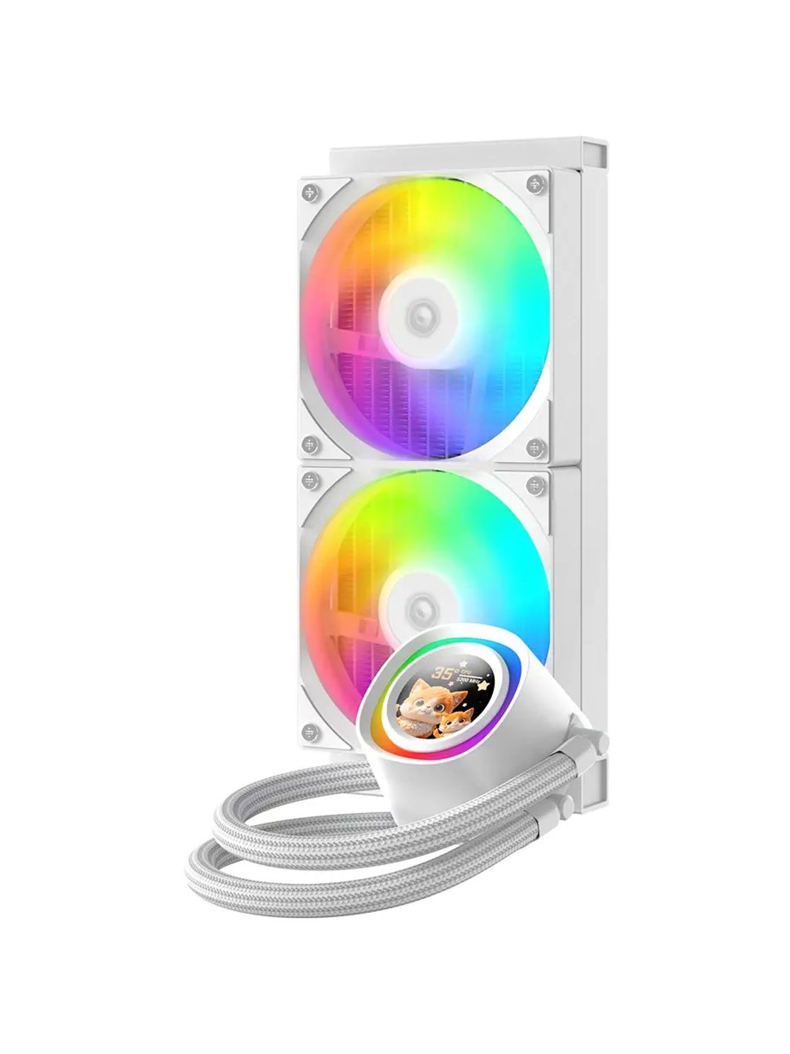 Комплект водяного охлаждения ID-COOLING FX240 LCD WHITE LGA1851/1700/1200/115X/AM4/AM5 (TDP 300W, ARGB FAN and PUMP, LCD Display, PWM, DUAL FAN 120mm, белый) RET