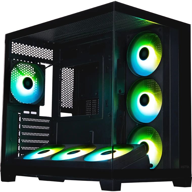 XASTRA Корпус QW500 7ARGB-FC-C6-UC Black ATX/Aquarium/Screewless/1x120mm+2x360mm ARGB PWM FC fans/Argb+PWM HUB 6port/Type-C/ QW500-2FA36A-1FC12-C6-UC