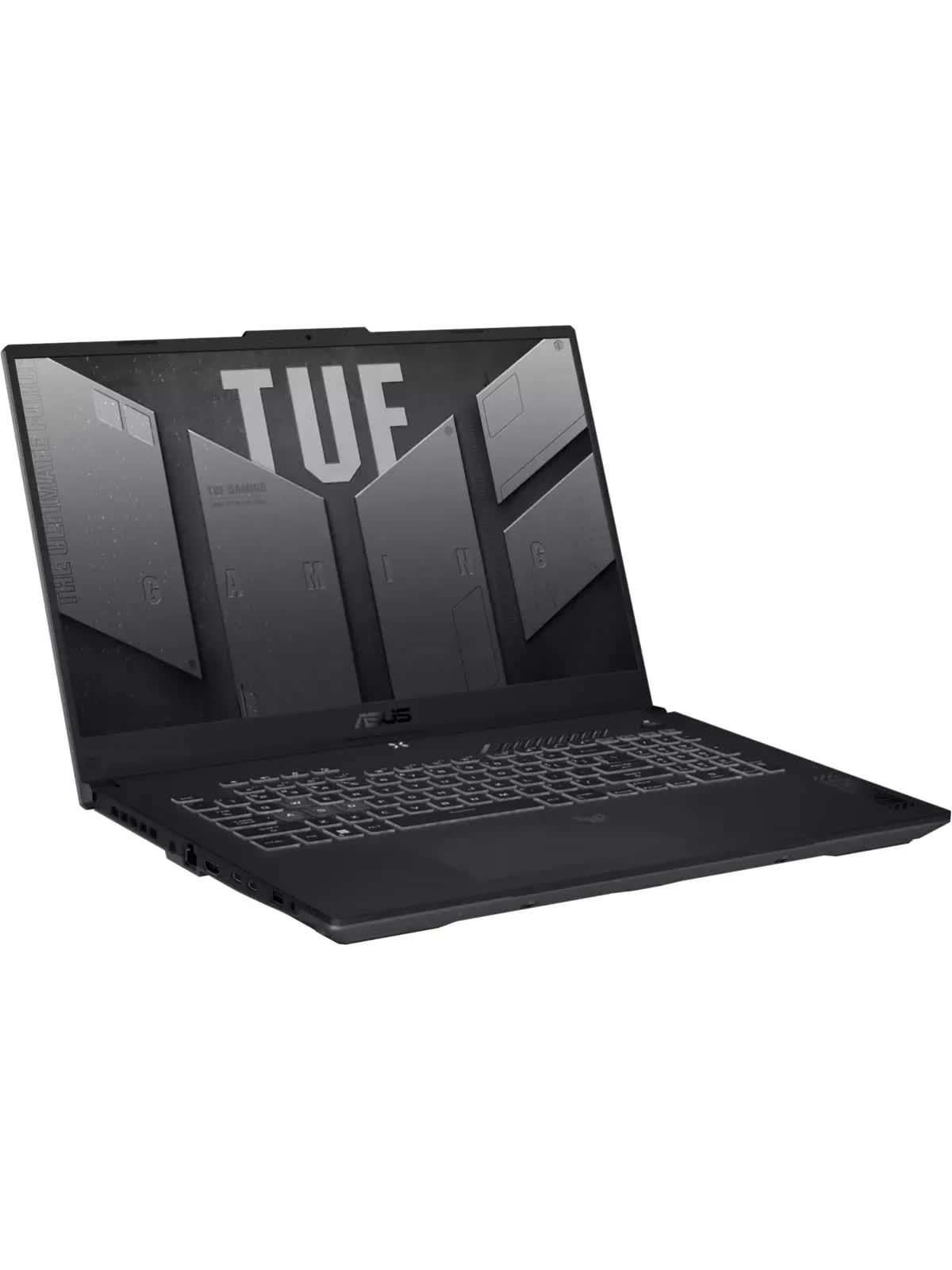 Ноутбук ASUS TUF Gaming A17 FA707NUG-HX182, 17.3" (1920x1080) IPS 144 Гц/AMD Ryzen 7 7445HS/16 ГБ DDR5/512 ГБ SSD/NVIDIA GeForce RTX 4050 для ноутбуков (6 Гб)/Без системы, Серый (90NR0EF5-M00AX0)