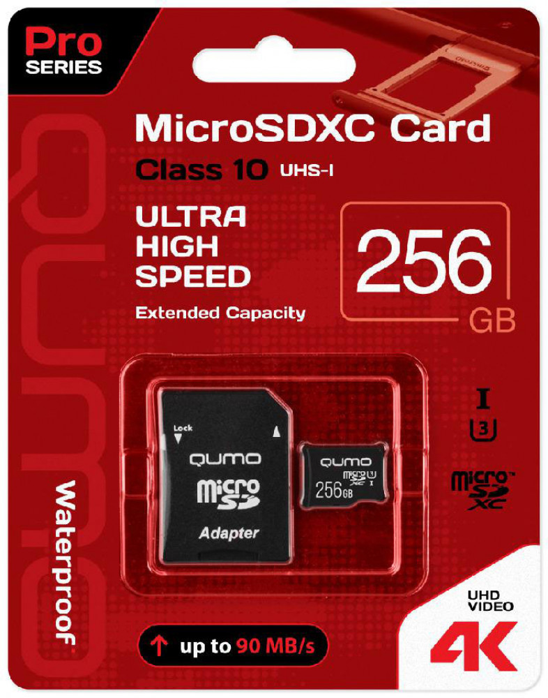   256Gb MicroSD QUMO Class 10 + SD  (QM256GMICSDXC10U3)