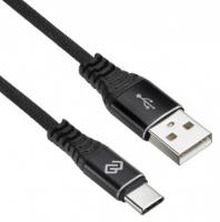 Digma Кабель USB A (m) USB Type-C (m) 1.2м, тканевая оплётка, черный