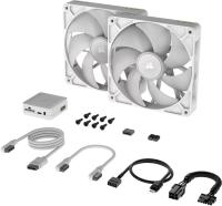 ����� ��� �������/ Case Cooler Corsair iCUE LINK RX140 RGB (140x140x25mm, 4-pin PWM, RGB, 94.7CFM, 36dBA, 1700RPM, White, 2pcs)