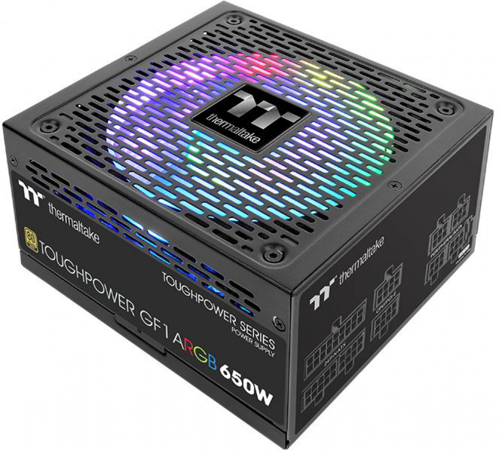   Thermaltake ATX 650W Toughpower GF1 ARGB 80+ gold (24+4+4pin) APFC 140mm fan color LED 9xSATA Cab Manag RTL (PS-TPD-0650F3FAGE-1)