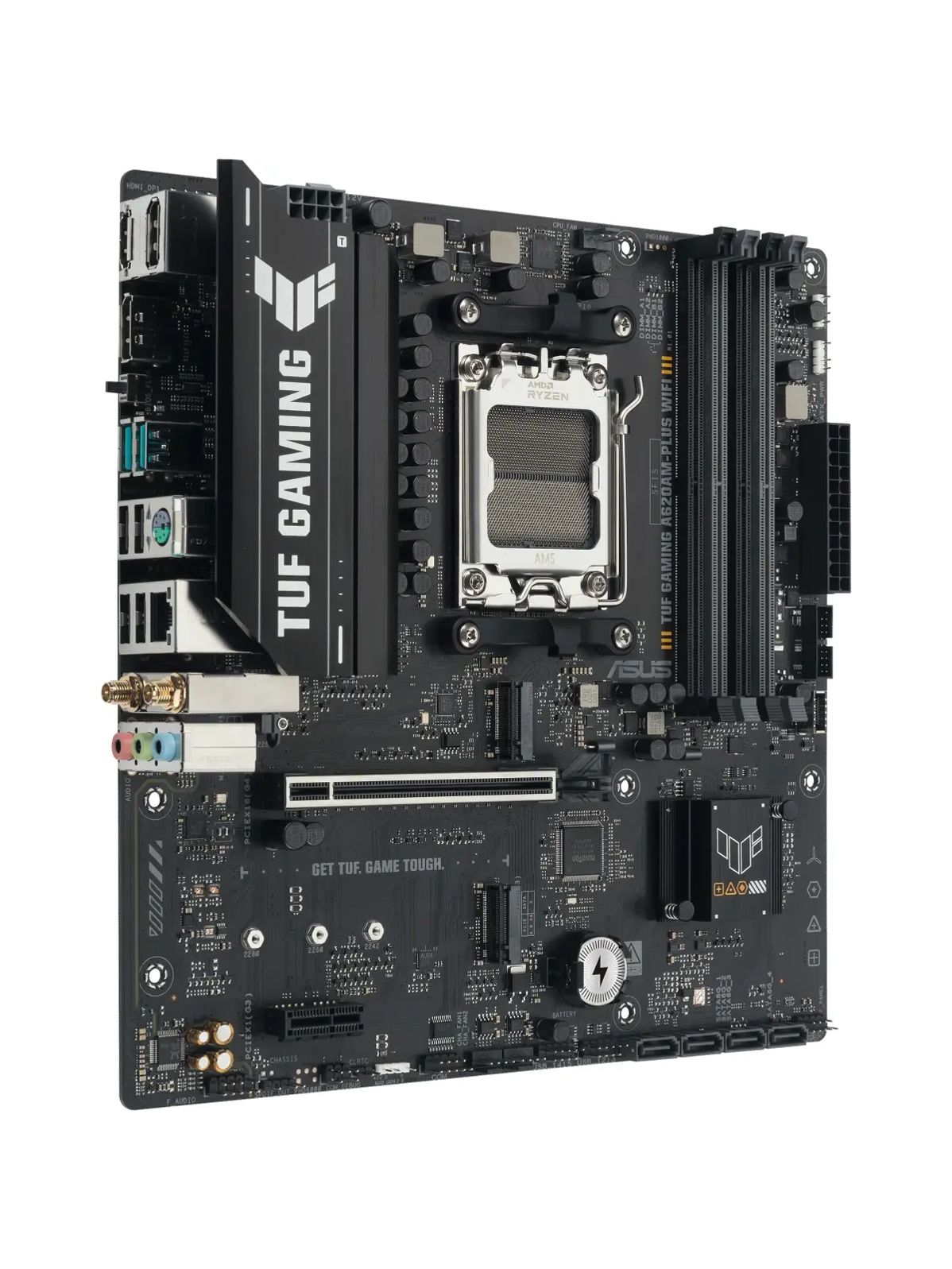 Материнская плата ASUS TUF GAMING A620AM-PLUS WIFI, AM5, A620A, 4*DDR5, 4*SATA, 2*M.2, 2*USB 3.2, 4*USB 2.0, 1*PCIx16, 1*PCIx1, 2*DP+HDMI, mATX; 90MB1MZ0-M0EAY0