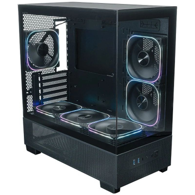 ������ XASTRA Q500M 6ARGB-FG-C10-UC Black mATX/Aquarium/Screewless/ 6x120mm ARGB PWM FG fans/Argb+PWM HUB 10port/ Type-C/ Q500M-6FG12A-C10-UC