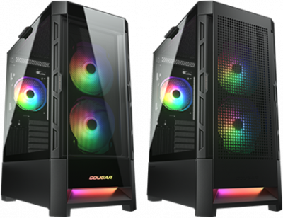 ������ Cougar Duoface RGB, 2�140�� + 1x120mm ARGB Fan, ARGB Fan Hub, ��� ��, ������, ATX (CGR-5ZD1B-RGB)