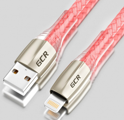  Greenconnect USB - Lightning, 1.2 (GCR-52165) MERCEDES& LED, PINK NYLON