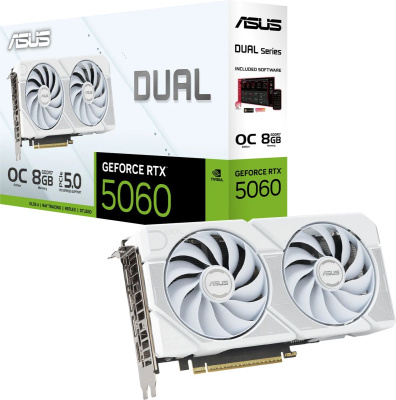 ���������� Asus NVIDIA GeForce RTX 5060 Dual White OC 8Gb, GDDR7, Ret (DUAL-RTX5060-O8G-WHITE)