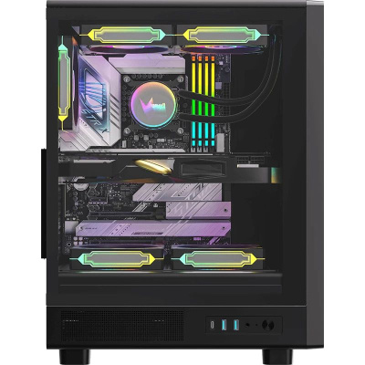 ������ MidTower FORMULA (AEROCOOL) MANA DYNAMIC black (ATX, ��� ��, 2xUSB Type-A+USB Type-C) (Mana Dynamic Black)