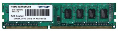 ����������� ������ 4Gb PC3-12800 1600MHz DDR3 DIMM Patriot PSD34G1600L81