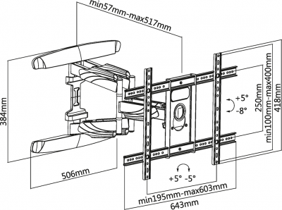 ��������� Ultramounts UM 912 37-75" max 45�� VESA 600x400 ���������-��������� � ���������