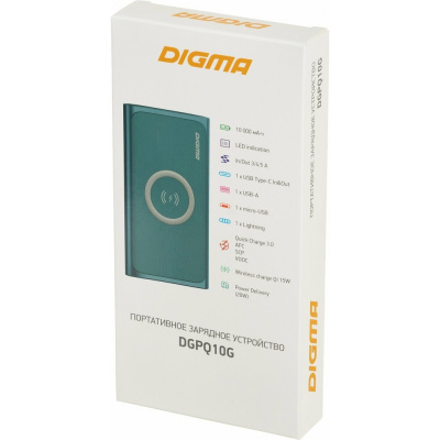   Digma DGPQ10G 10000mAh 3A QC PD 20W    (DGPQ10G22CGN)