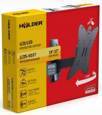 ��������� Holder LCDS-5037 ����������� ��� �� �� 20-37" ��������� �� ����� 236�� ������ +6�/-15� ������� 270� �� 30��