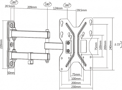 ��������� Ultramounts UM 900 23-43" max 30�� VESA 200x200 ���������-��������� � ���������