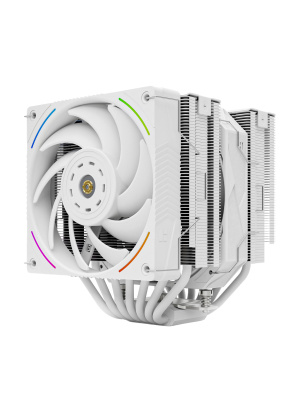 ����� Thermalright Royal Pretor 130 Ultra White (4-pin PWM, 158mm, Ni/Cu, 7x6mm, 1x120mm ARGB +1x130mm, 69CFM/81.88CFM, 27dBA/28.3dBA, 2150RPM/1750RPM, S: 1200, 1700, 1851, 115X, 2011, 2066, AM4, AM5, white)