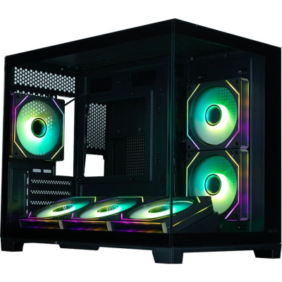 ������ XASTRA QW500M 6ARGB-C10-UC Black mATX/Aquarium/Screewless/ 6x120mm ARGB PWM FM fans/Argb+PWM HUB 10port/Type-C/ QW500M-6FM12A-C10-UC