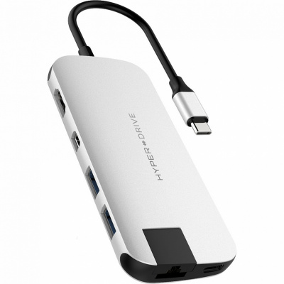 USB- Hyper HyperDrive SLIM 8-in-1 Hub  Macbook      Type-C. : 4K/30Hz HDMI, USB-C Power Delivery, 2 x USB-A, Micro SD, SD, Gigabit Ethernet, Mini DisplayPort.  