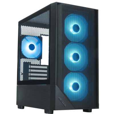 ������ XASTRA  A401M 4ARGB-V2 Black mATX/Mesh /ScrewlessTG+mesh panel/ 4x120mm ARGB PWM FC fans/ A401M-V2-4FC12A