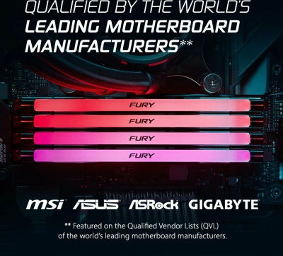 ����������� ������ 64Gb Kingston FURY Renegade RGB, DDR5, DIMM, PC51200, 6400Mhz, XMP, CL32 (Kit of 2) (KF564C32RSAK2-64) (retail)