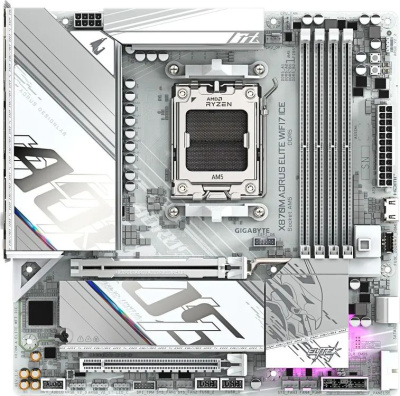 ����������� ����� Gigabyte X870M AORUS ELITE WIFI7 ICE, AM5, AMD X870, mATX, Ret