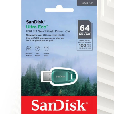 USB ���������� SanDisk Ultra Eco USB Flash Drive USB 3.2 Gen 1 64GB, Upto 100MB/s R