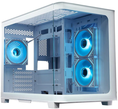������ XASTRA QR500M 3ARGB-FM-C10-UC White mATX/Aquarium/ 2 Curve Glass /3x120mm ARGB PWM FM fans/ Argb+PWM HUB 10port /Type-C/ QR500M-3FM12A-C10-UC-WH