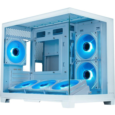 ������ XASTRA QW500M 6ARGB-C10-UC White mATX/Aquarium/Screewless/ 6x120mm ARGB PWM FM fans/Argb+PWM HUB 10port/Type-C/ QW500M-6FM12A-C10-UC-WH