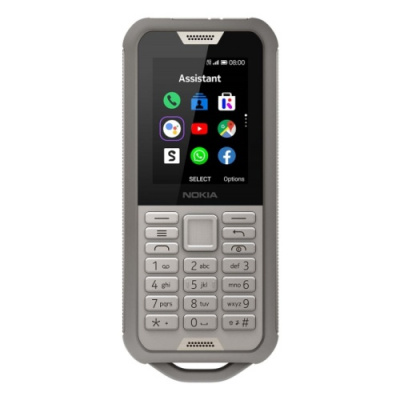   Nokia 800 DS TA-1186 SAND, 2.4'' 320x240, 512 , 4GB, up to 32GB flash, 2Mpix, 2 Sim, 2G, 3G, LTE, BT v4.1, Wi-Fi, GPS, Micro-USB, 2100mAh, KaiOS, 161g, 145,4 x62,1 x16,11 ,       (IP68)