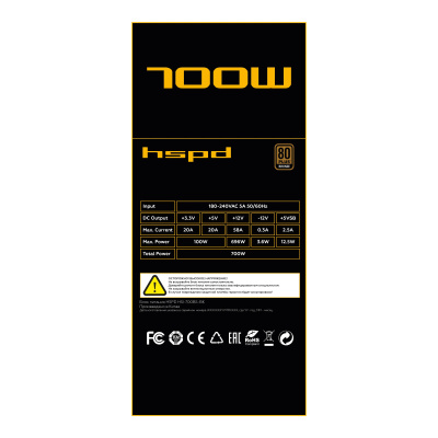 ���� ������� �� HSPD HSI-700BS-BK 700W 80+ Bronze, black