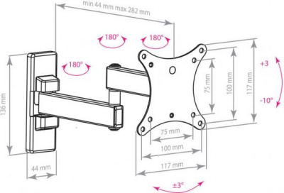 ��������� Arm Media MARS-02 10-32" max 20�� VESA 100x100 ������� � ������