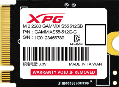 ������������� ���������� SSD ADATA M.2 512GB XPG GAMMIX S55 PCIe Gen4x4 with NVMe 5000/3000, 3D �LC NAND, 230TBW