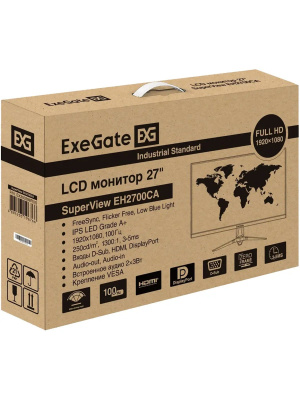 ������� ExeGate 27"�EH2700CA SuperView {IPS 1920x1080 100hz 3-5ms 16:9, 250cd/m2, 1300:1 178/178 Speakers D-Sub HDMI DisplayPort AudioOut} [EX300398RUS]