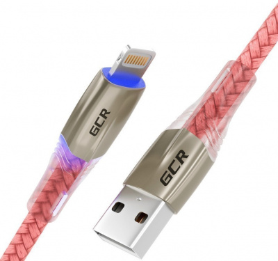  Greenconnect USB - Lightning, 1.2 (GCR-52165) MERCEDES& LED, PINK NYLON