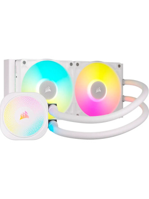 ������� ����������� ���������� Corsair iCUE LINK TITAN 240 RX RGB (240mm, White, RGB/ Fans: 2x120mm, 73.5CFM, 36dBA, 2100RPM/ S: 1851, 1700, AM5, AM4)
