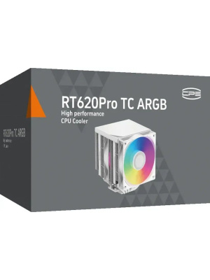 ����� ��� ���������� PCCooler RT620Pro TC ARGB WH (265W, 4-pin PWM, 157.5mm, Al/Cu, 6x6mm, 2x120mm, 73.32CFM, 34.9dBA, 2200RPM, S: 1851/1700/1200/115X, AM5/AM4, white)