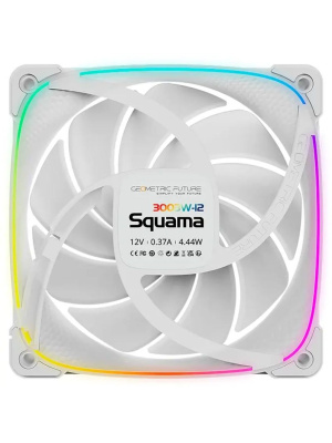 ���������� Geometric Future Squama 3003W-12 White 120mm / ARGB, PWM, 120x120x30 mm, 800-2300 RPM, 84.0 CFM, 35.8 dBA / 1F3003W112000