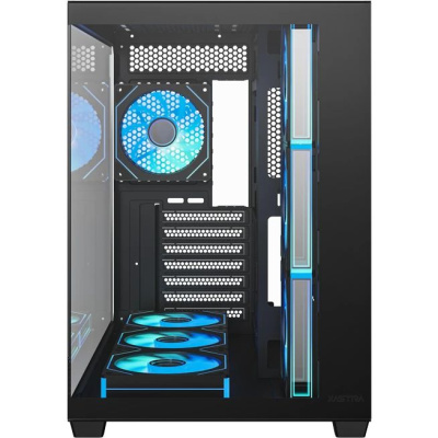 ������ XASTRA QW500 7ARGB-C10-UC Black ATX/Aquarium/Screewless/7x120mm ARGB PWM FM fans/Argb+PWM HUB 10port/Type-C/ QW500-7FM12A-C10-UC